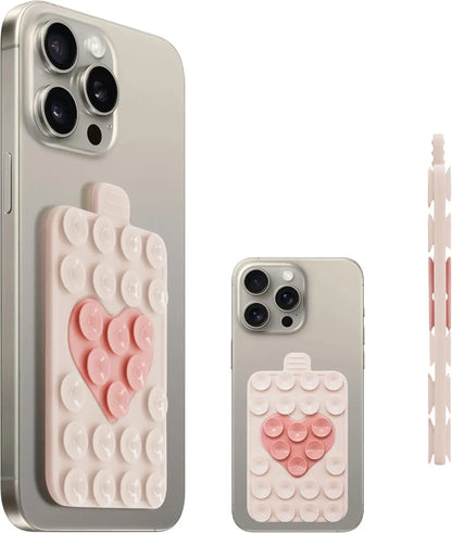 Heart-Shaped Double-Sided Silicone Suction Phone Holder Grip Mount