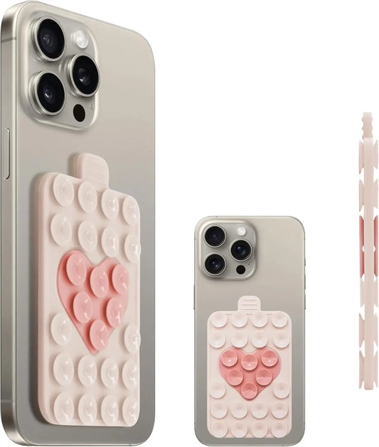 Heart-Shaped Double-Sided Silicone Suction Phone Holder Grip Mount