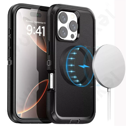 Rugged MagSafe Kickstand Case for iPhone 16 15 14 Pro Max Plus