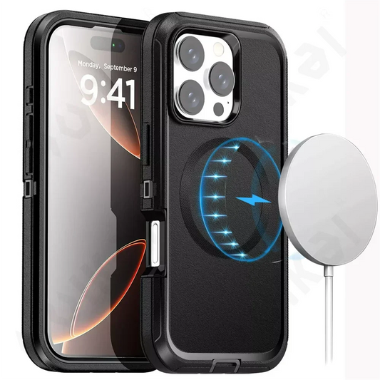 Rugged MagSafe Kickstand Case for iPhone 16 15 14 Pro Max Plus