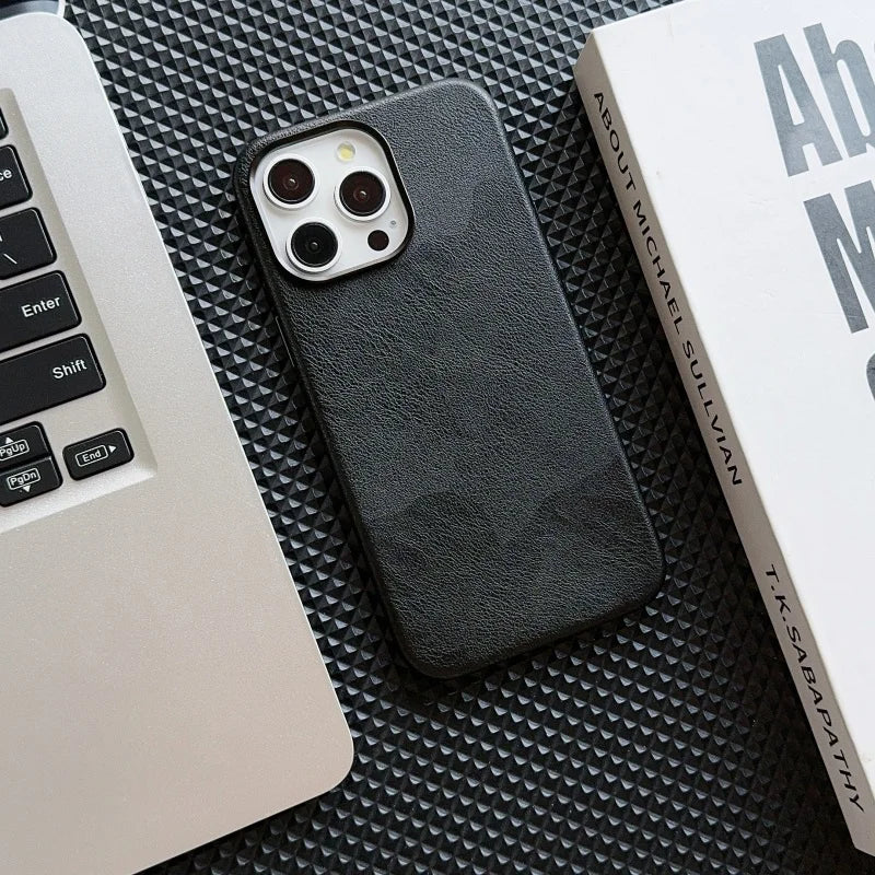 Luxury Vintage Leather Magnetic Case for iPhone 17–12 | Metal Frame Cover