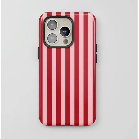 Pink Stripes 2-in-1 Glossy Case – Tough Protective Cover for iPhone 7–17 Series