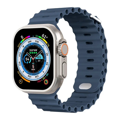 Ocean Silicone Strap for Apple Watch Ultra 3/2 & Series 11–4 SE Band