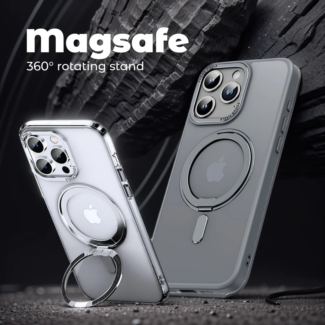 Luxury Magnetic Stand Case with Ring Holder for iPhone 11–13 Pro Max