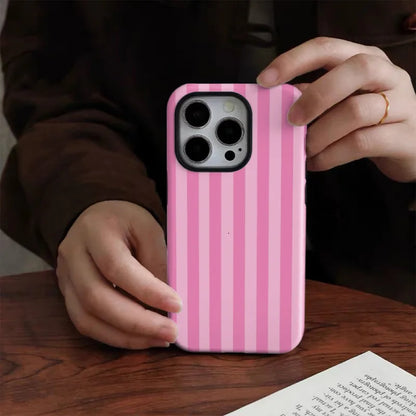 Fresh Pink Stripes Case for iPhone 17–7 Pro Max 2-in-1 Tough Glossy Cover