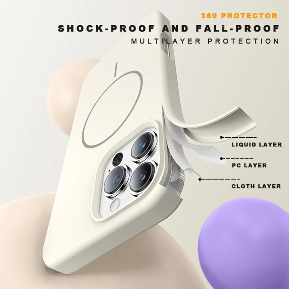 MagSafe Silicone Case with Lanyard for iPhone 11–14 Plus & Pro Max