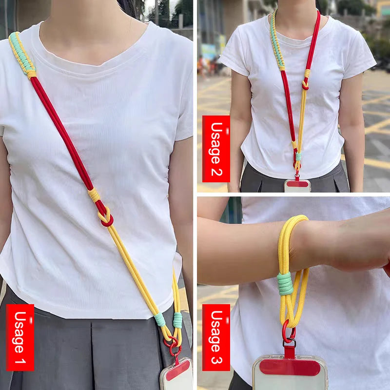 3-in-1 Korean Mobile Phone Lanyard Woven Anti-Loss Handing Rope for iPhone & Xiaomi