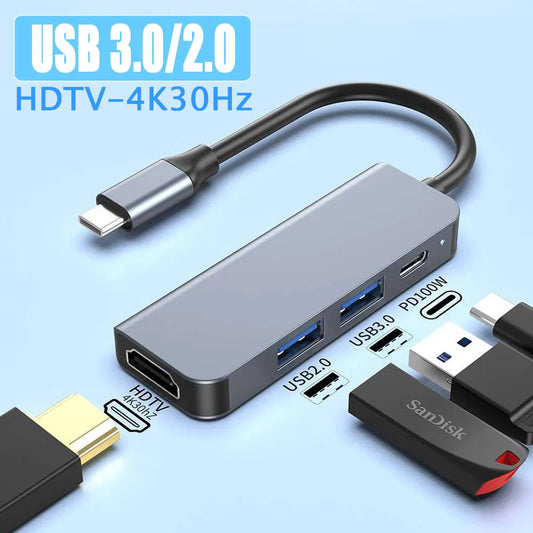 6-in-1 USB-C Hub with 4K HDMI, PD Fast Charge, USB 3.0/2.0 for MacBook iPad
