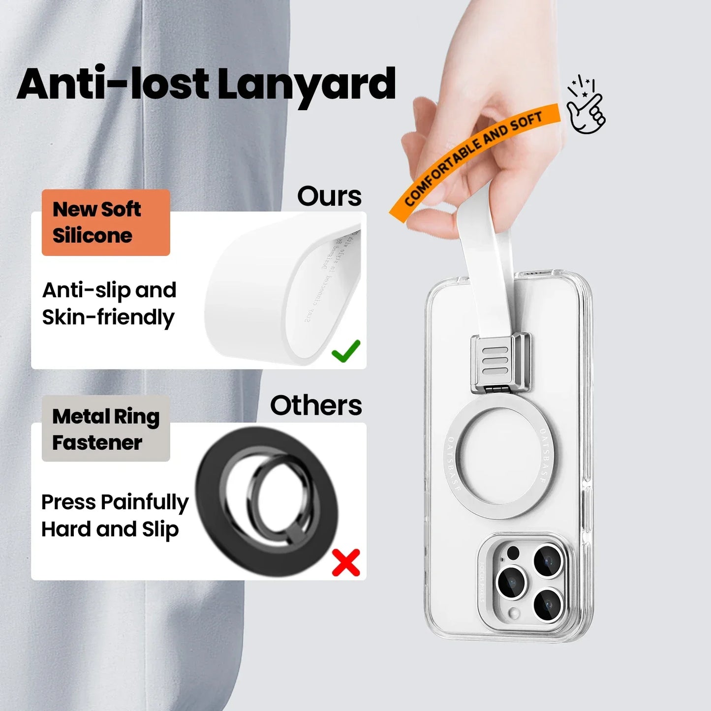 Transparent Case for iPhone 16 15 Pro Max with Lanyard & 360° Stand