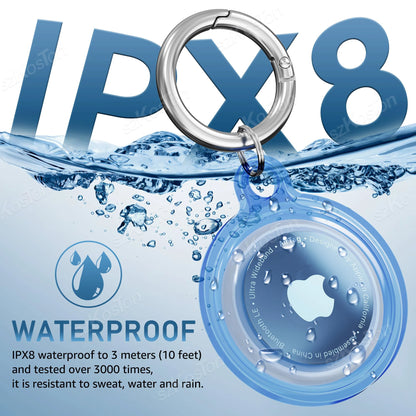 4-Pack Waterproof Silicone AirTag Holder with Keychain for Pets & Luggage