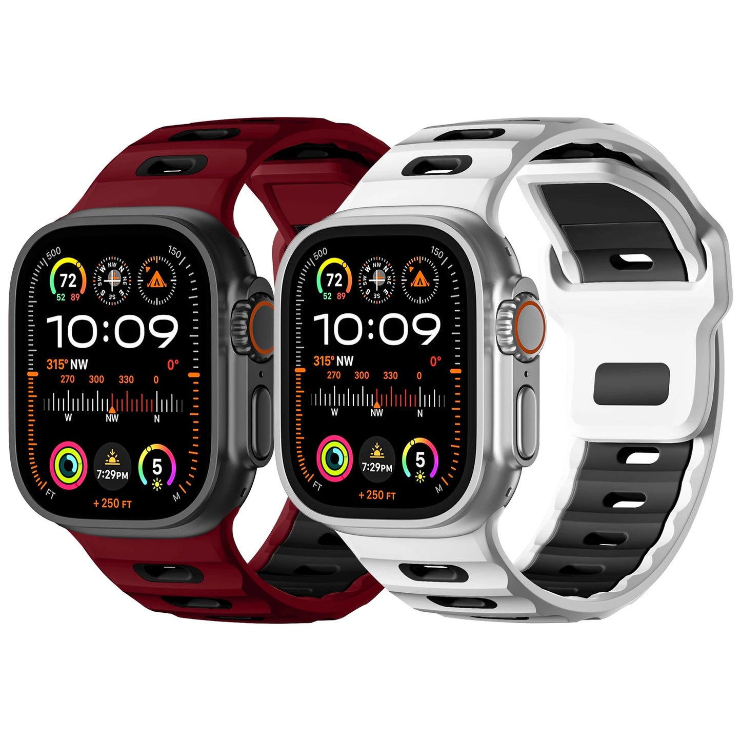 2PCS Silicone Strap Band for Apple Watch Ultra 49mm Series 9 8 7 6 5 4 3 SE