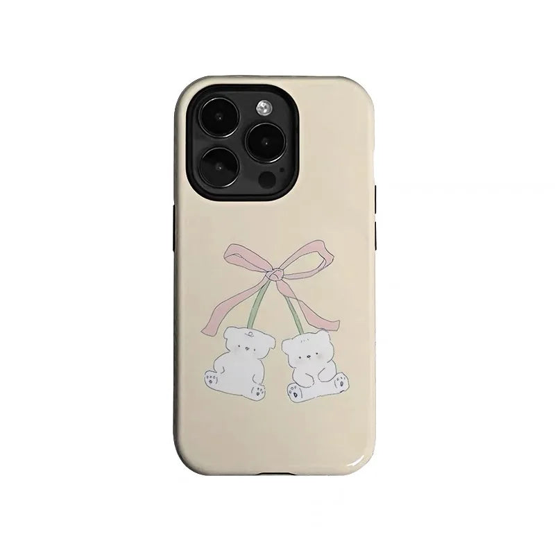 INS Bow Bear Yellow Case for iPhone 16 Pro Max 15 14 13 12 11 16 Plus XR