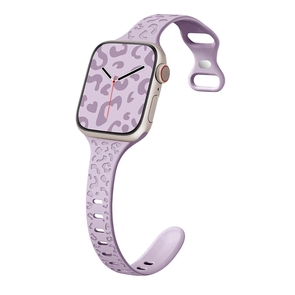 Engraved Slim Silicone Band for Apple Watch Series 9/8/7/6/SE/Ultra