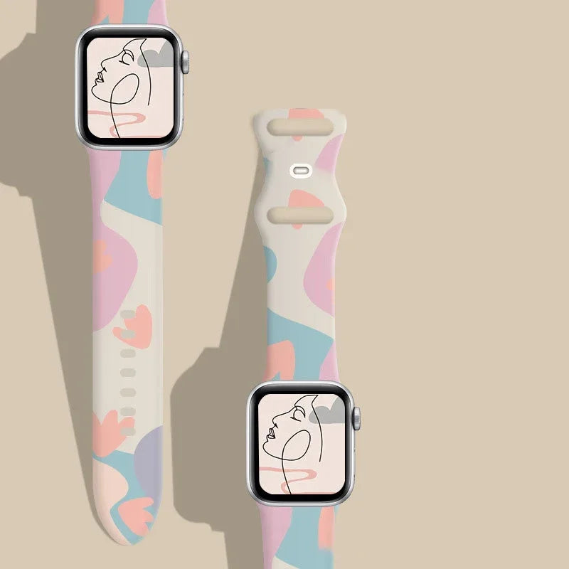 Black Unity Printed Silicone Band for Apple Watch (38–49 mm, Ultra 2, SE–9)