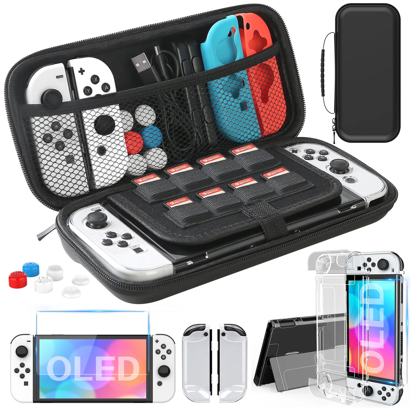 9-in-1 Accessories Kit for Nintendo Switch OLED with Carrying Case (2022)