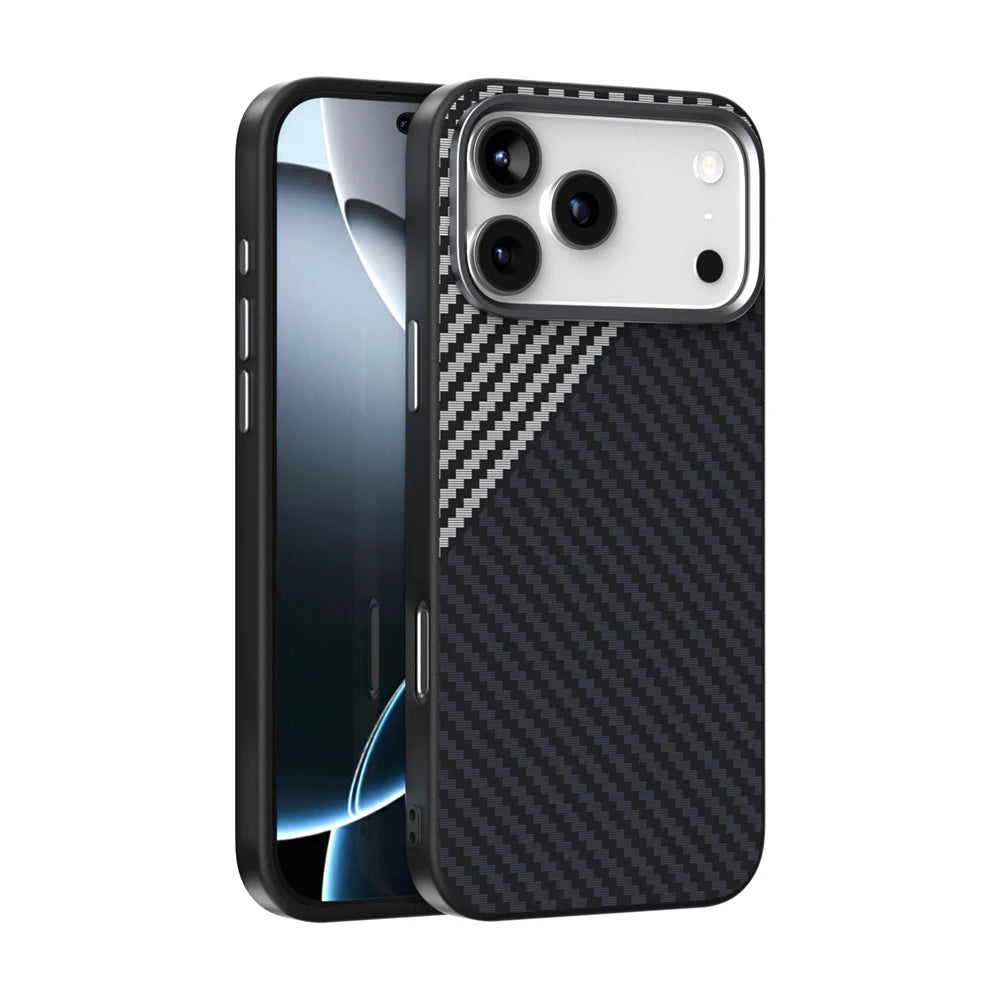 Carbon Fiber Magnetic Matte Slim Case for iPhone 17 16 15 14 13 Pro Max Plus