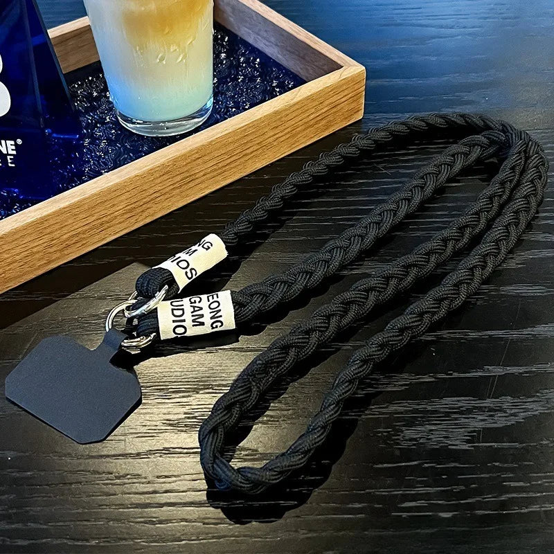 Braided Crossbody Phone Lanyard Strap with Pendant – Women’s Shoulder Cord