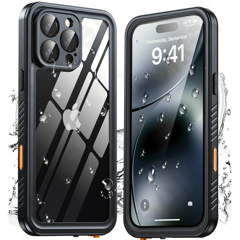 IP68 Waterproof Metal Case for iPhone 16–11 Pro Max – Underwater Cover