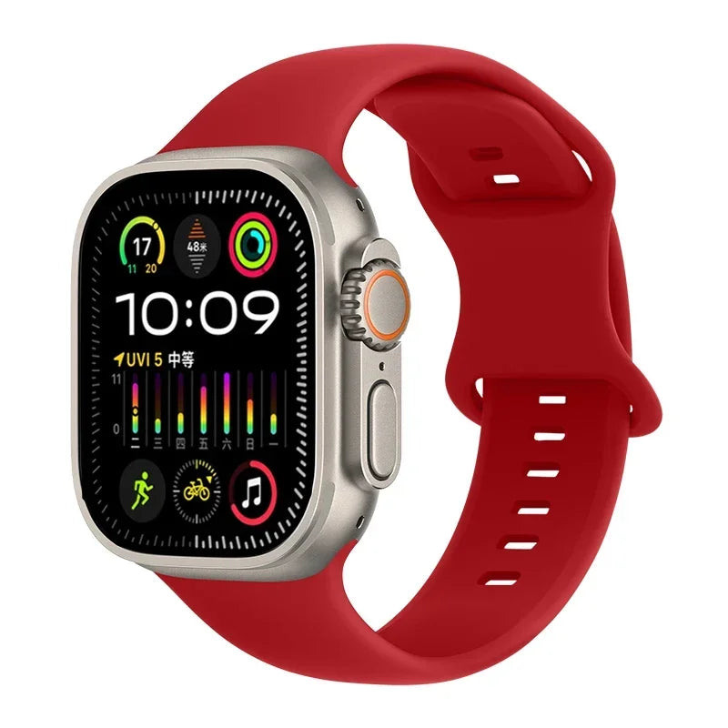 Soft Silicone Waterproof Strap for Apple Watch Ultra 2 & Series 9–SE | 49–41mm