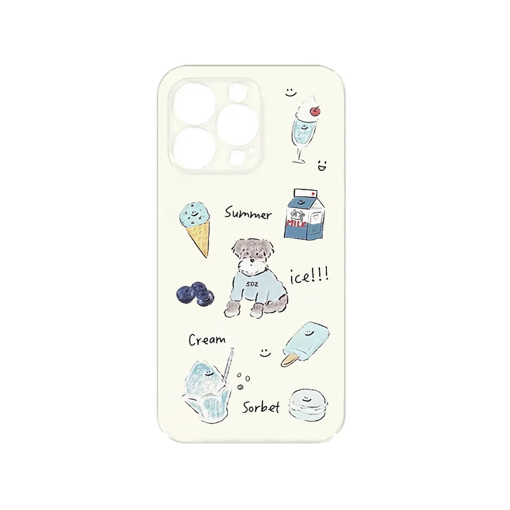Ice Cream Puppy Acrylic TPU iPhone Case Korean Summer Style