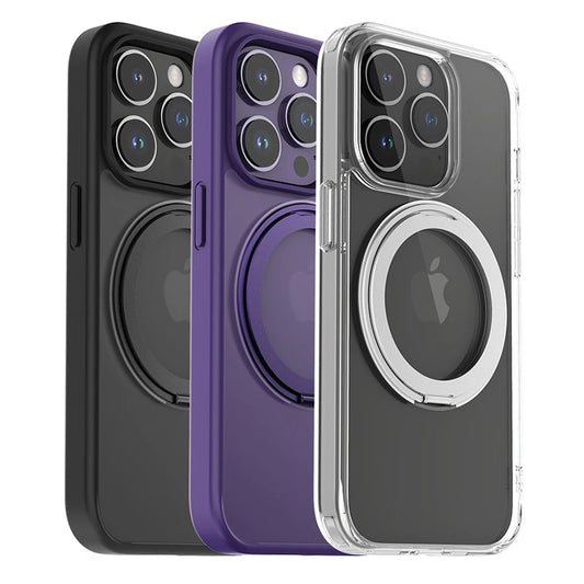 Magnetic TPU Frame Ring Stand Case for iPhone 15 14 13 Pro Max Plus