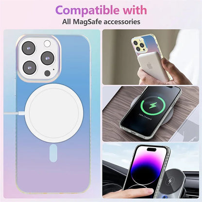 Magnetic Laser Gradient Case for iPhone 16 15 14 13 12 Pro Max