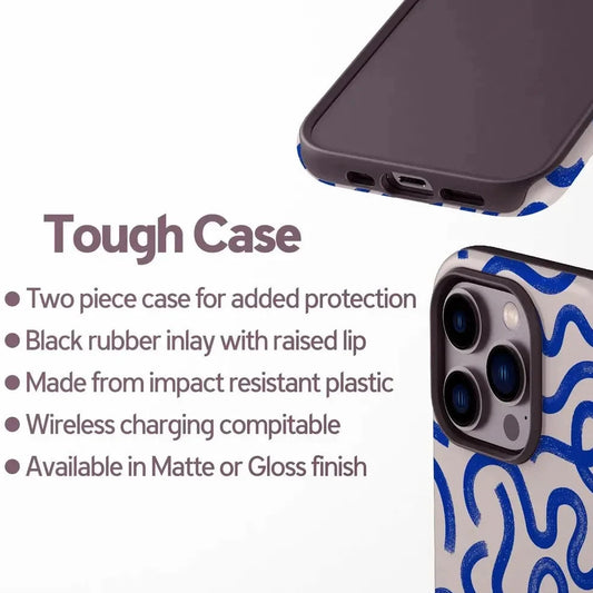 Fashion Blue Line Pattern Case for iPhone 17–11 Pro Max Double Layer