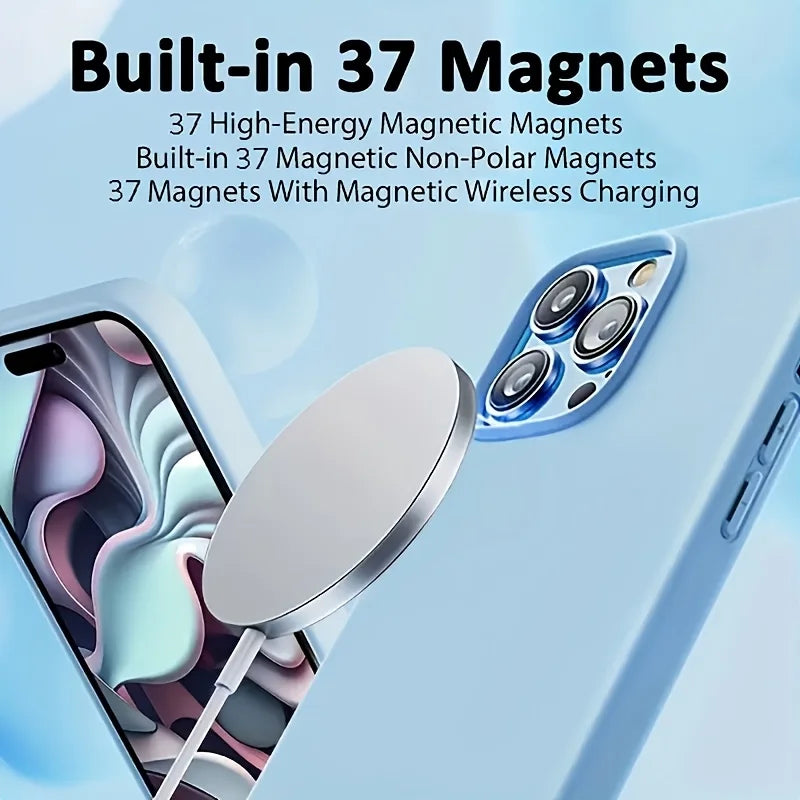 Magnetic Liquid Silicone Shockproof Case for iPhone 17 Air 16 15 14 13 12 11 Pro Max