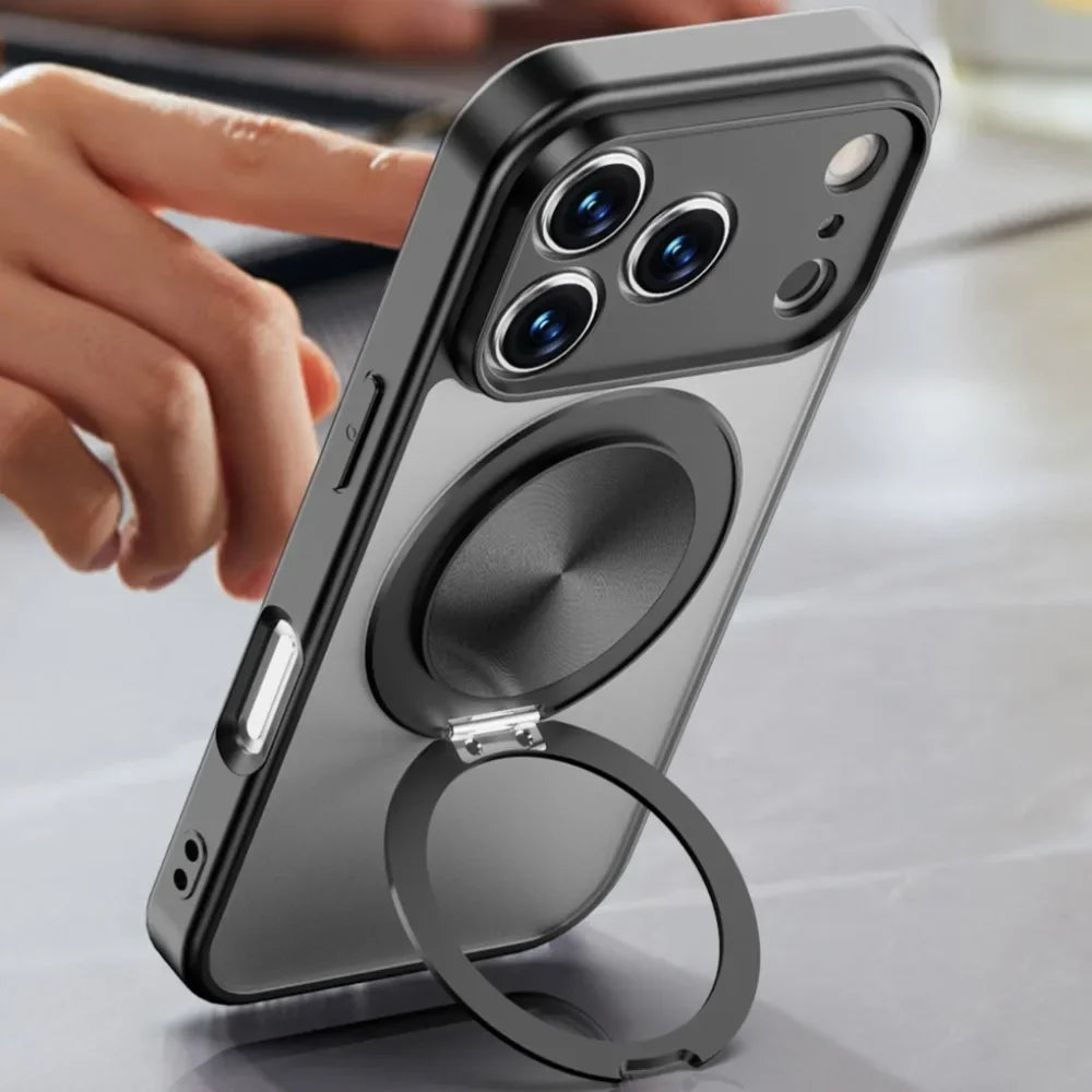 Matte Clear MagSafe Case for iPhone 17 Air 16E 16 15 14 13 12 Pro Max with 360° Stand
