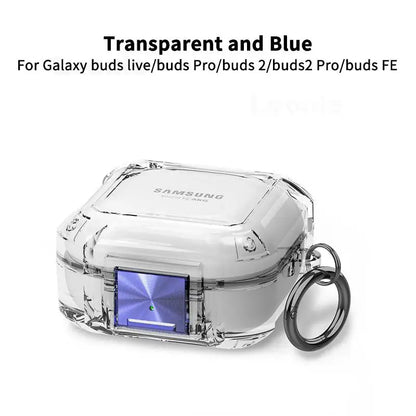 Secure Lock Transparent Case for Samsung Galaxy Buds Pro, Live, Buds 2, FE