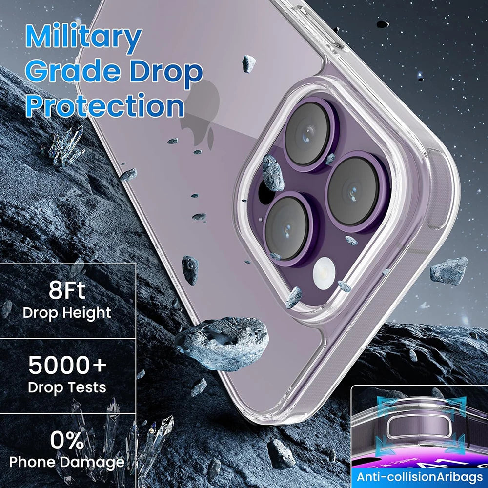 Hybrid Acrylic Shockproof Case for iPhone 16 15 14 13 12 11 Pro Max Mini Clear