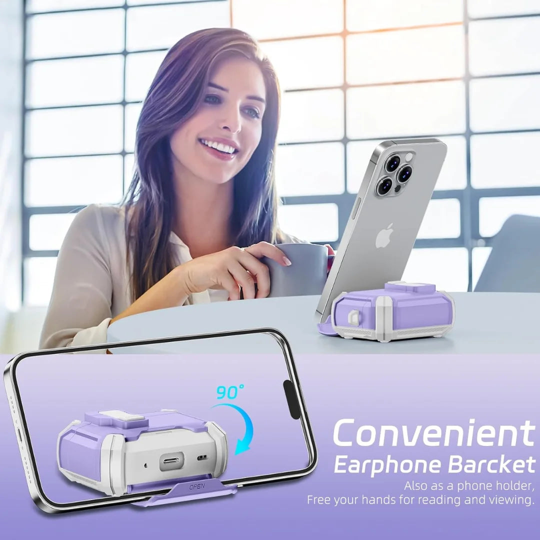 AirPods Pro Shockproof TPU Case with Phone Stand & Lock Clip for 2nd–4th Gen, Wireless