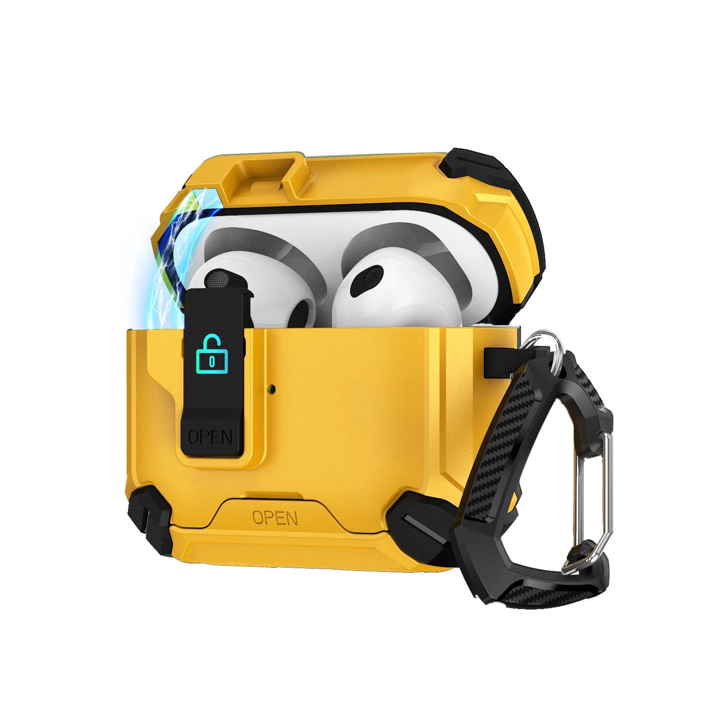 Secure Lock Shockproof Case for AirPods 1/2/3/4 Pro with Hook & Holder