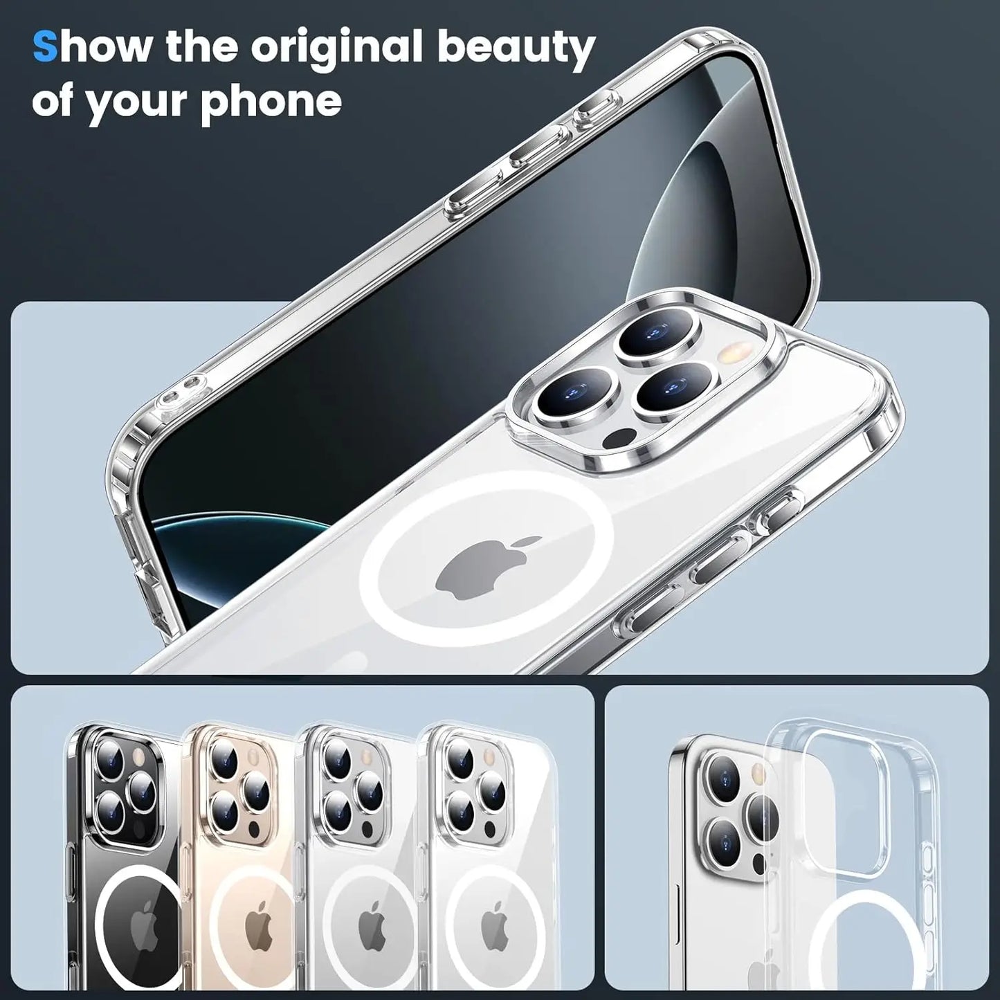 Anti-Yellowing Clear MagSafe Case for iPhone 16 15 14 13 12 11 SE