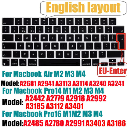 Keyboard Cover for MacBook Air/Pro M1 M2 M3 13.6" 14" 16" with Touch ID