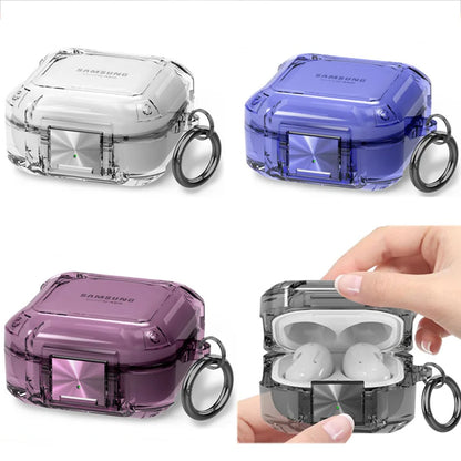 Secure Lock Transparent Case for Samsung Galaxy Buds Pro, Live, Buds 2, FE
