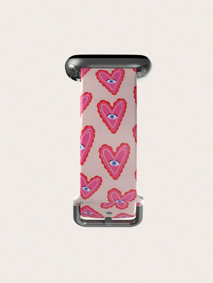 Pink Heart Eyes Band for Apple Watch Ultra 3 & Series 11–3 | Cute Fun Strap