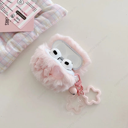 Pink Plush Case for AirPods Pro 2 & 3 Soft USB-C Earphone Cover Coque Protection