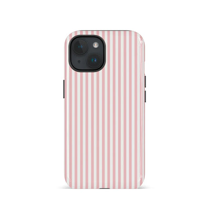 Thin Pink and White Stripes Phone Case for iPhone 16 Pro Max 15 14 13 12 XR 7 Plus