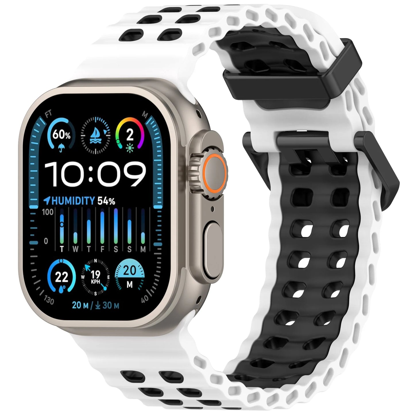 Sporty Ocean Silicone Band for Apple Watch Ultra & Series 4–10