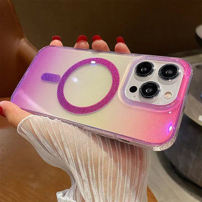 Aurora Glitter MagSafe Case for iPhone 15/16 Pro Max – Gradient Acrylic