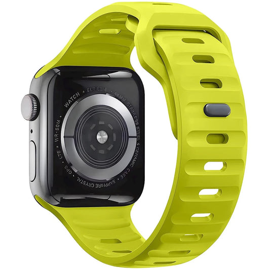 Durable and comfortable silicone strap compatible with Apple Watch Series 5–9 & Ultra.