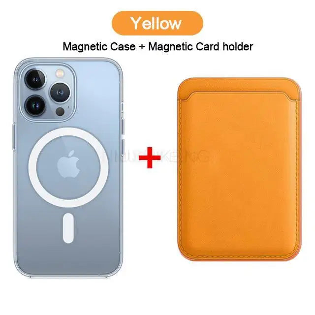 MagSafe Leather Wallet Case with Card Holder for iPhone 15 14 Pro Max Wireless