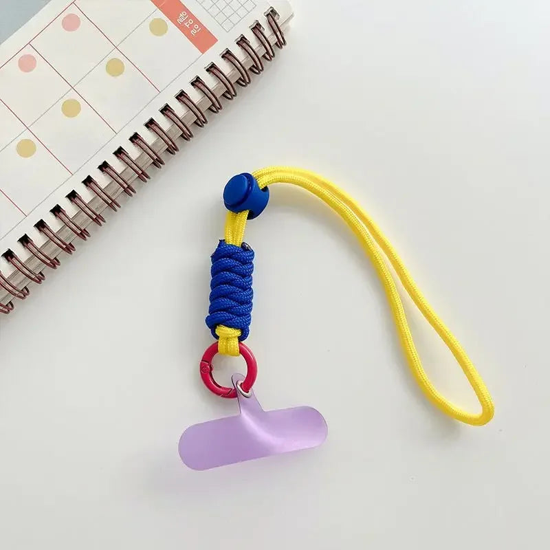 Universal Braided Phone Lanyard with Patch – Wrist Strap & Keychain Cord