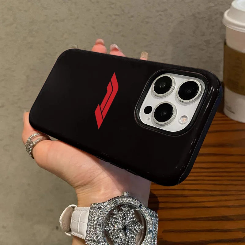 Simple Black Pattern Glossy 2in1 Tough Phone Case For iPhone 16 15 14 13 12