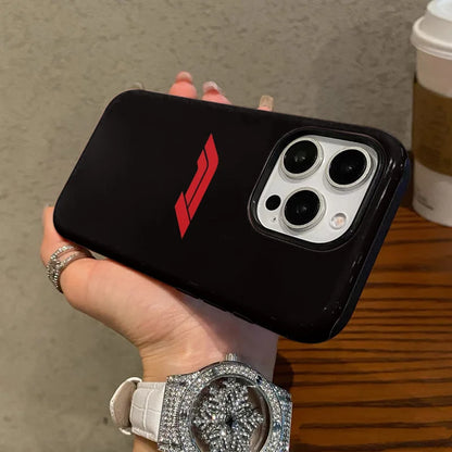 Simple Black Pattern Glossy 2in1 Tough Phone Case For iPhone 16 15 14 13 12