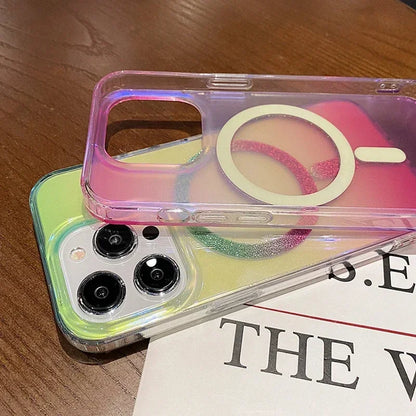 Aurora Glitter MagSafe Case for iPhone 15/16 Pro Max – Gradient Acrylic