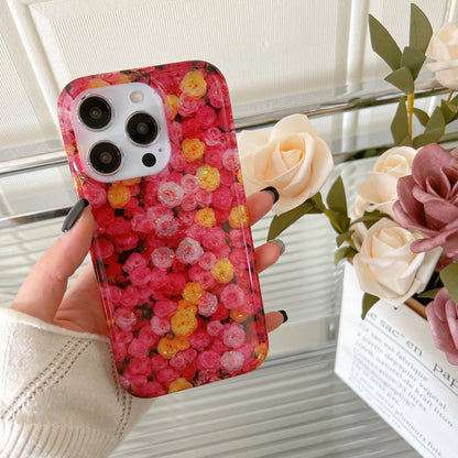 Korean INS Glitter Flowers Spring Vibe Case for iPhone 11–16 Pro Max Plus