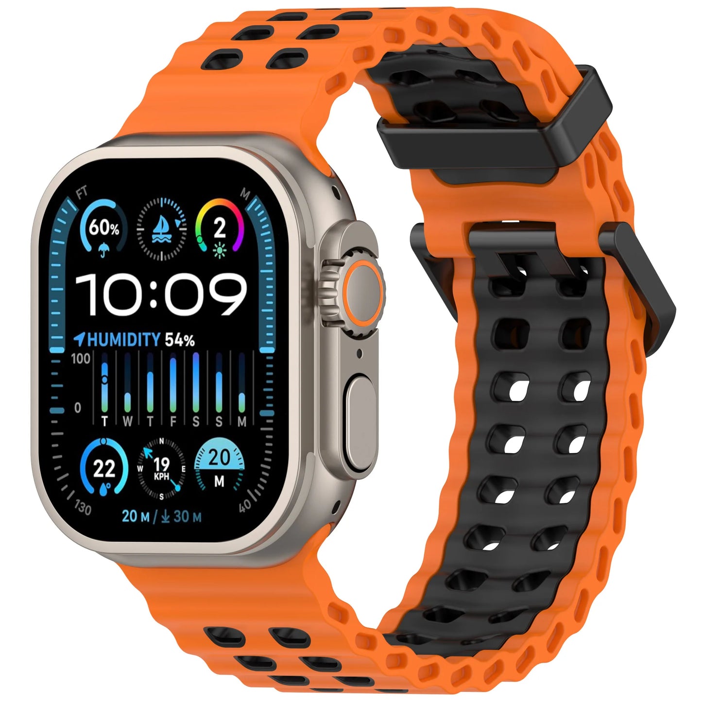 Sporty Ocean Silicone Band for Apple Watch Ultra & Series 4–10