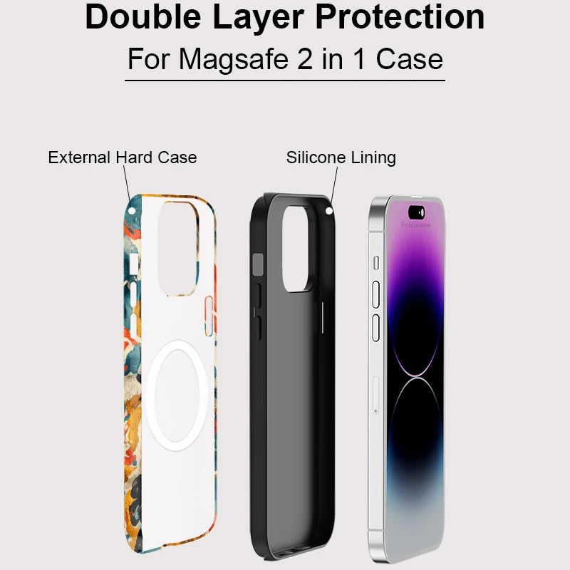 Art Painting MagSafe Case for iPhone 11–16 Pro Max | Matte Silicone Cover